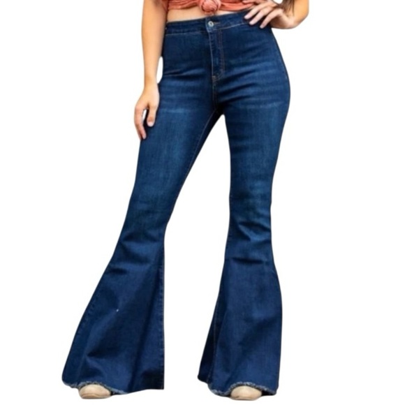 L&B Denim - L&B High Rise Flared Leg Dark Wash Denim Plus Sized Jeans size 22